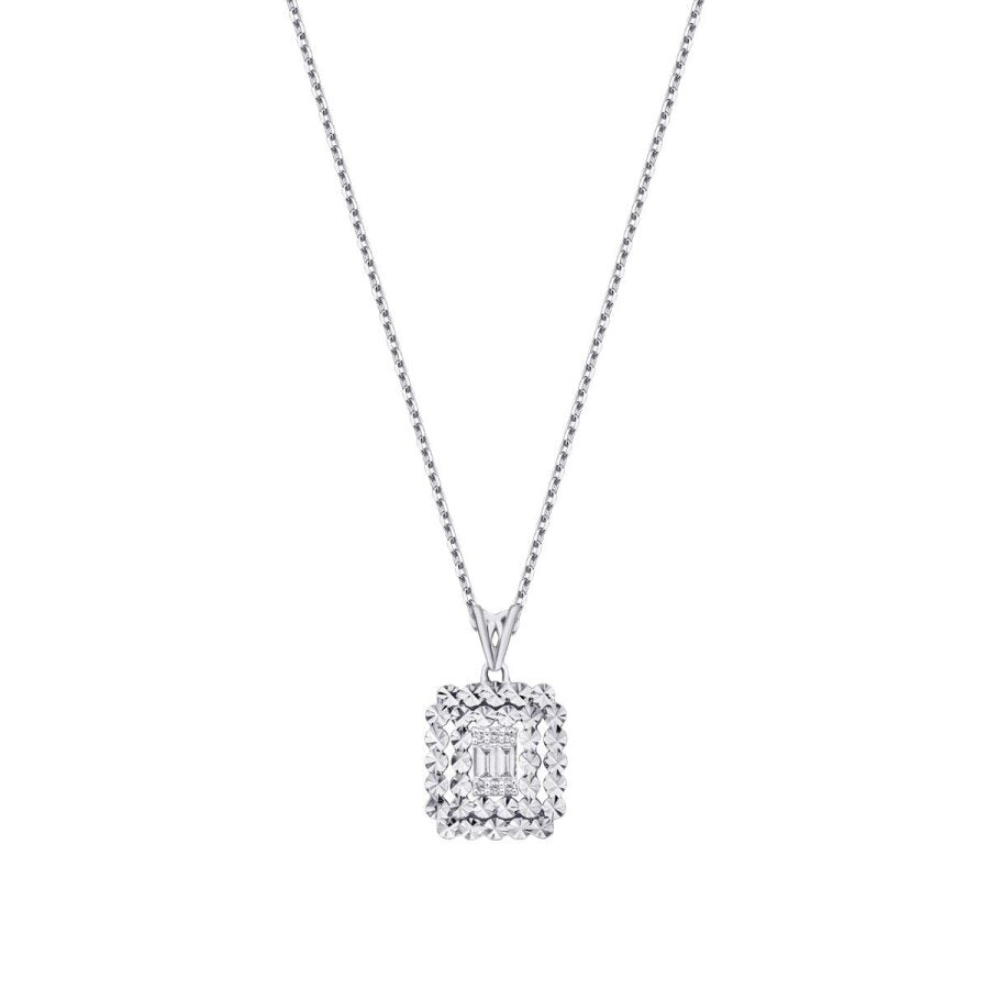 0,08 ct. Diamant Baguette Halskette
