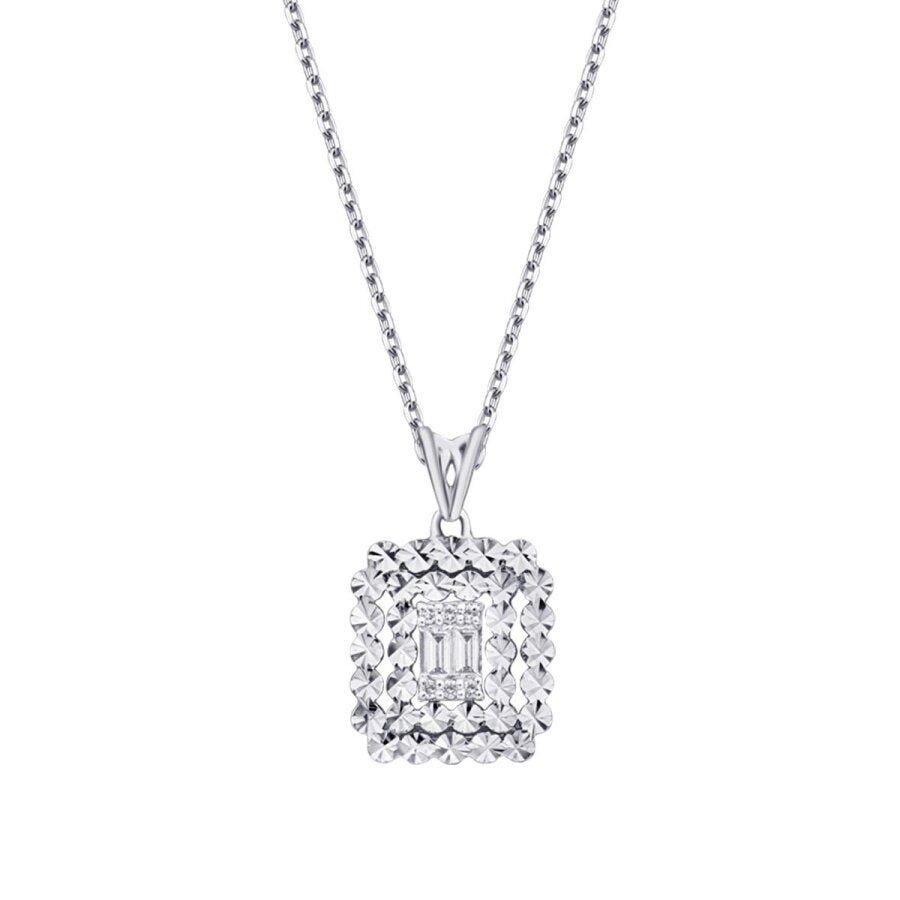 0,08 ct. Diamant Baguette Halskette
