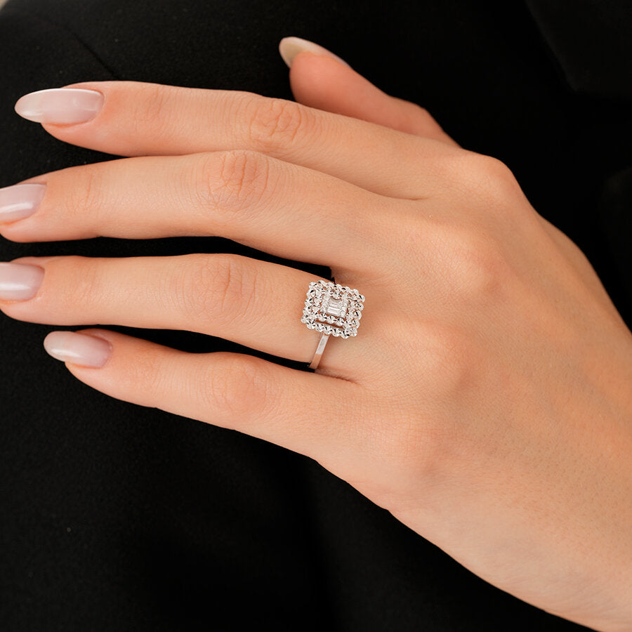 0,08 ct. Diamant Baguette Ring