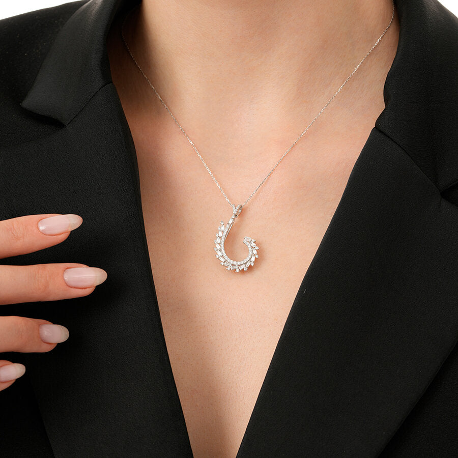 0,96 ct. Diamant Baguette Halskette
