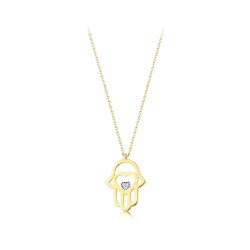 Gold Hamsa Hand Protection Necklace