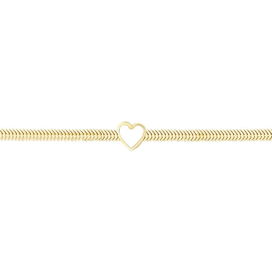 Herz-Fischgrätenarmband aus Gold