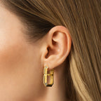 Geometrische Ohrringe mit Steinen aus Gold