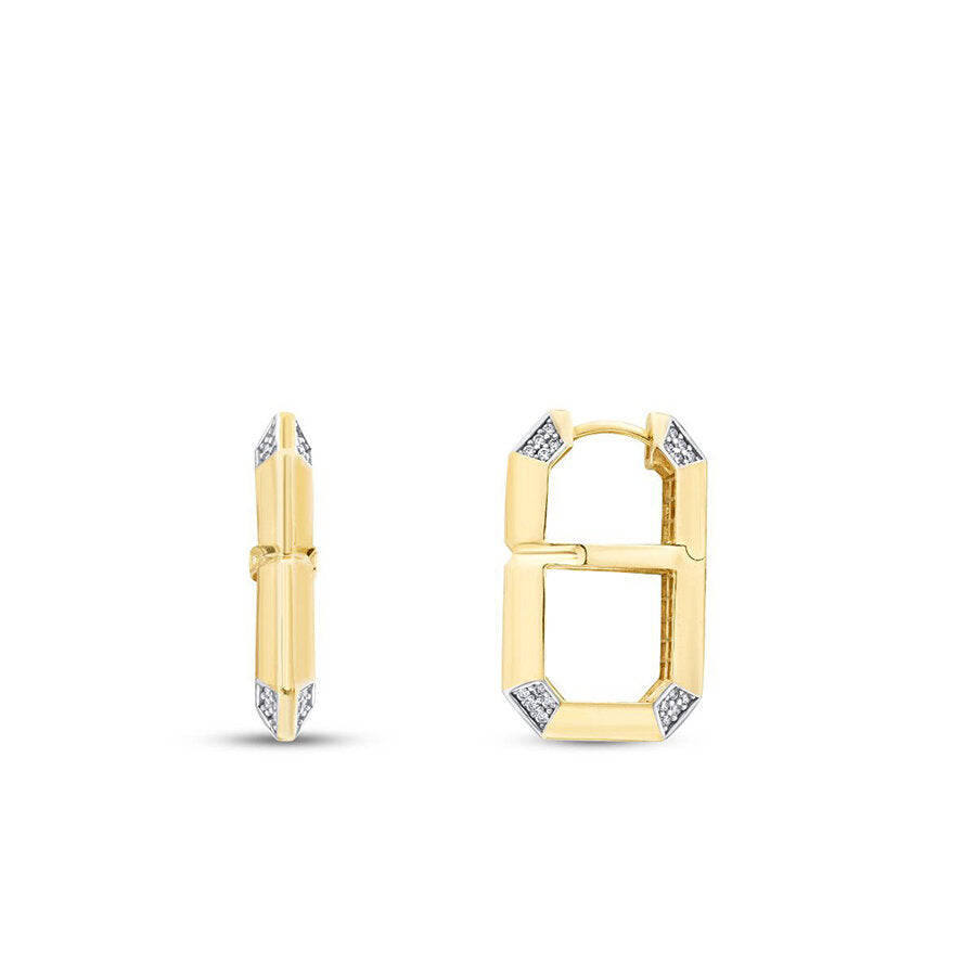 Geometrische Ohrringe mit Steinen aus Gold