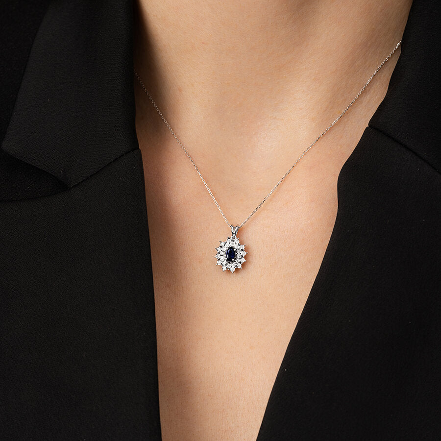 0,44 ct. Diamant Saphir Halskette
