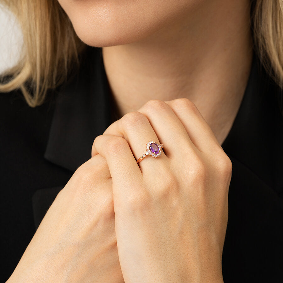 0,98 ct. Diamant Amethyst Ring