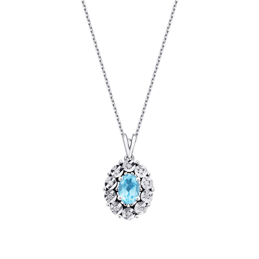 0,59 ct. Diamant Blauer Topas Halskette
