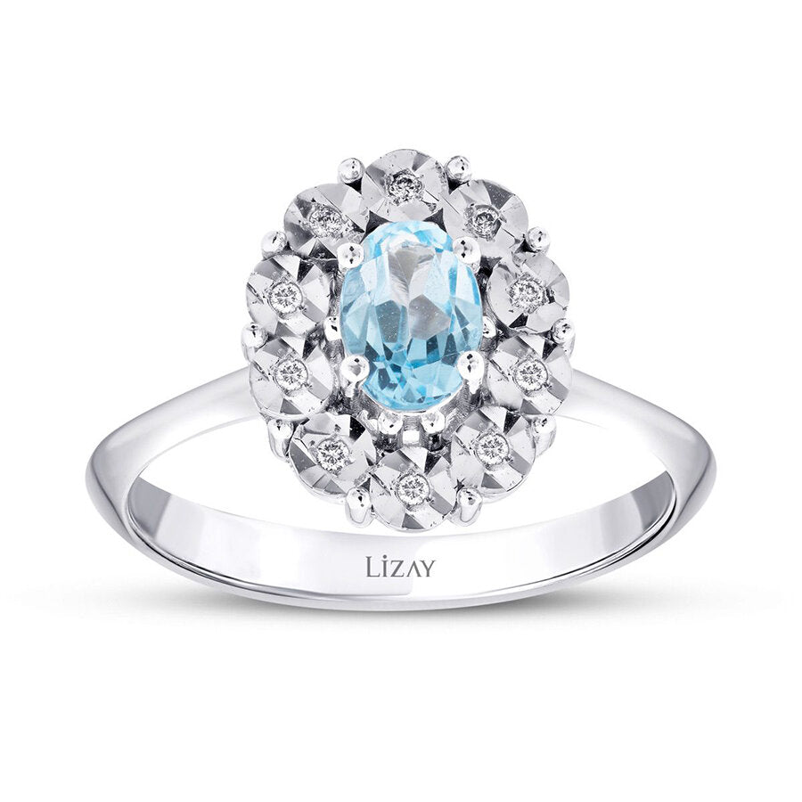 0.60 ct. Diamant Blauer Topas Ring
