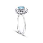 0.60 ct. Diamant Blauer Topas Ring