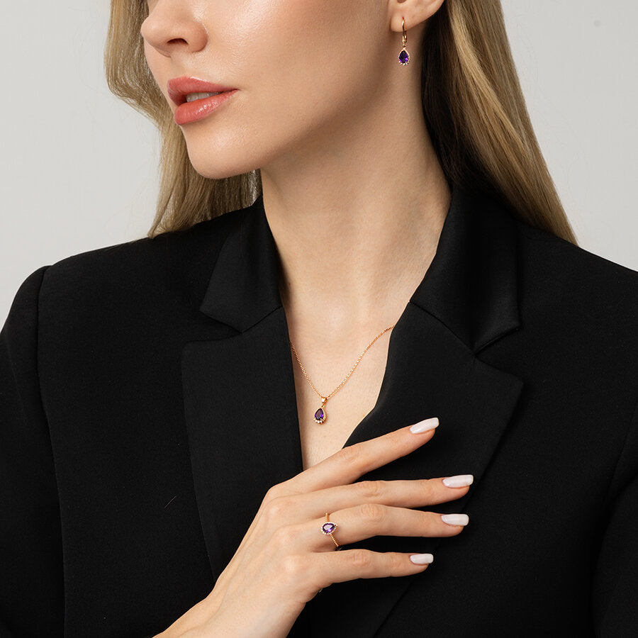 1,25 ct. Diamant Amethyst Ohrringe