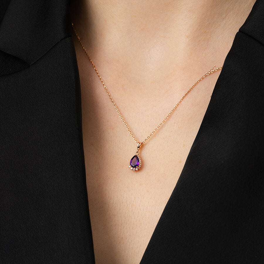 0,64 ct. Diamant Amethyst Halskette