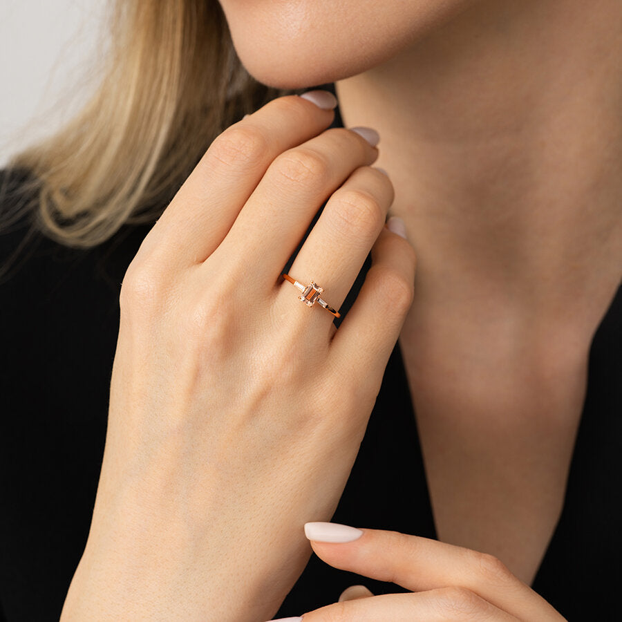 0,66 ct. Diamant Morganit Ring