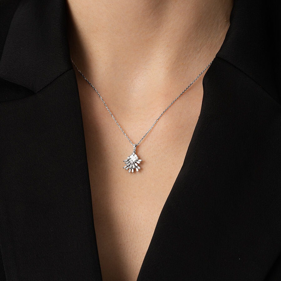 0,33 ct. Diamant Baguette Halskette