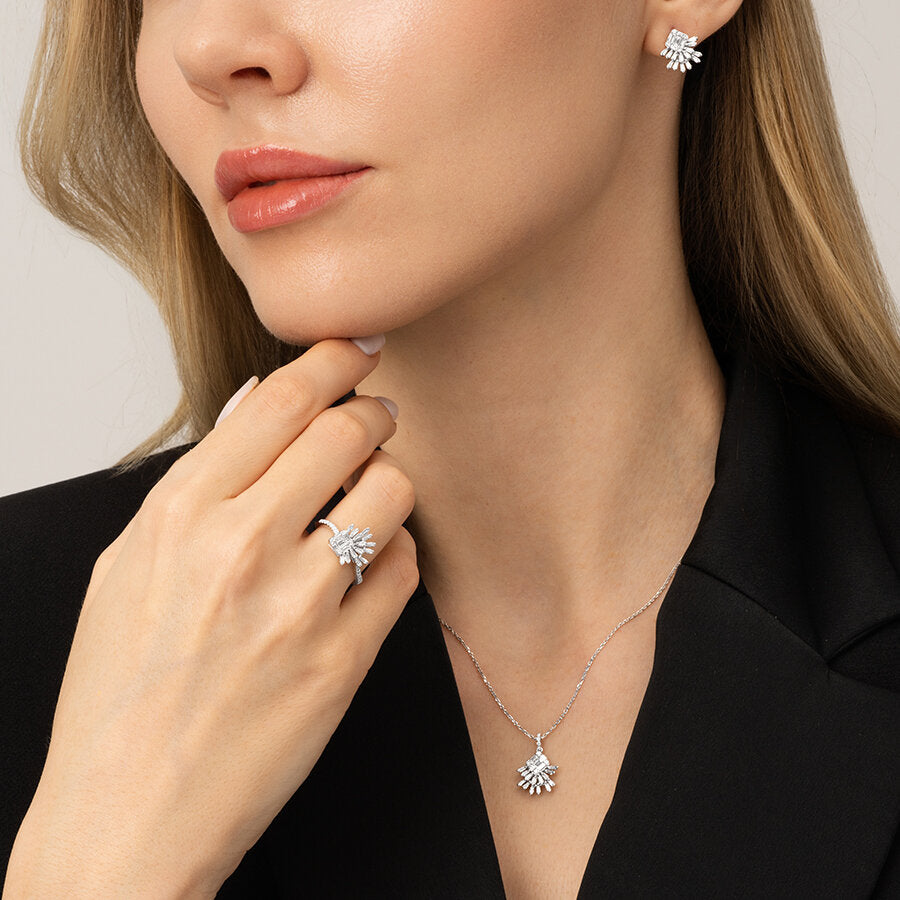 0,33 ct. Diamant Baguette Halskette