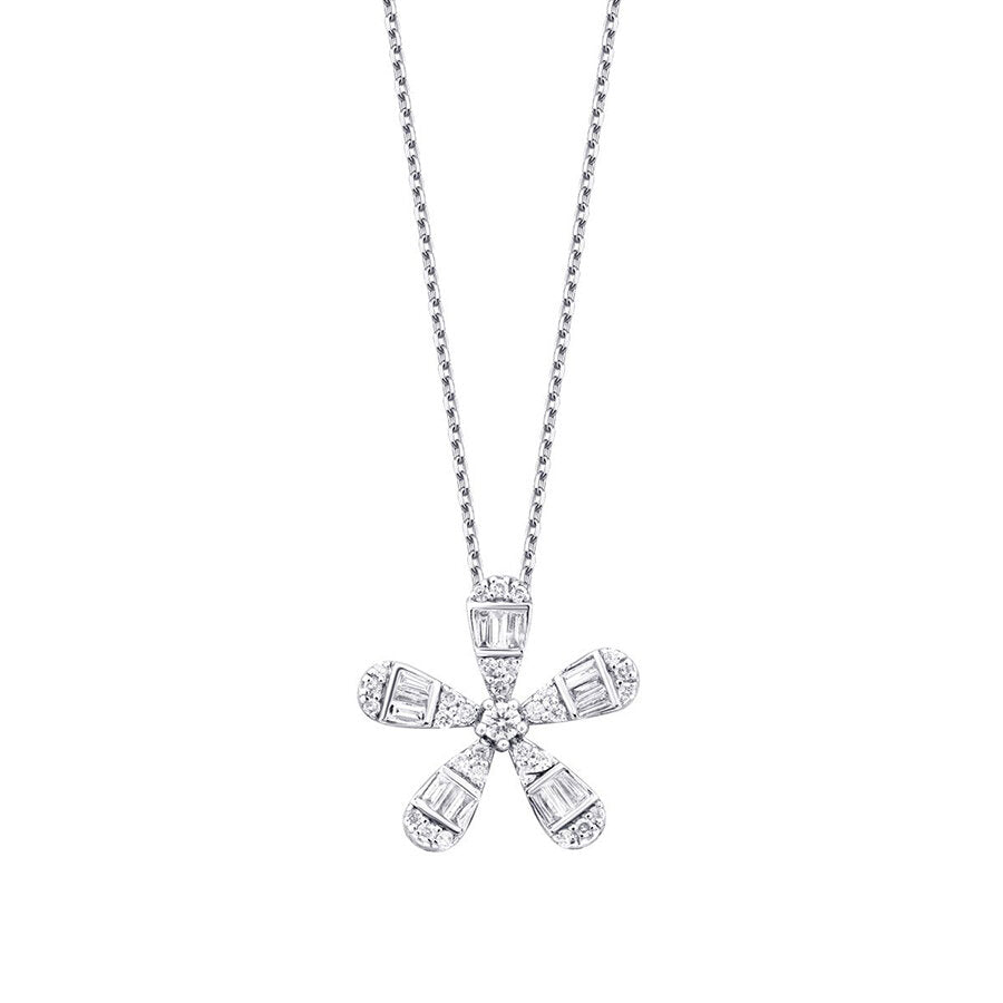 0,23 ct. Diamant Baguette Blumen Halskette