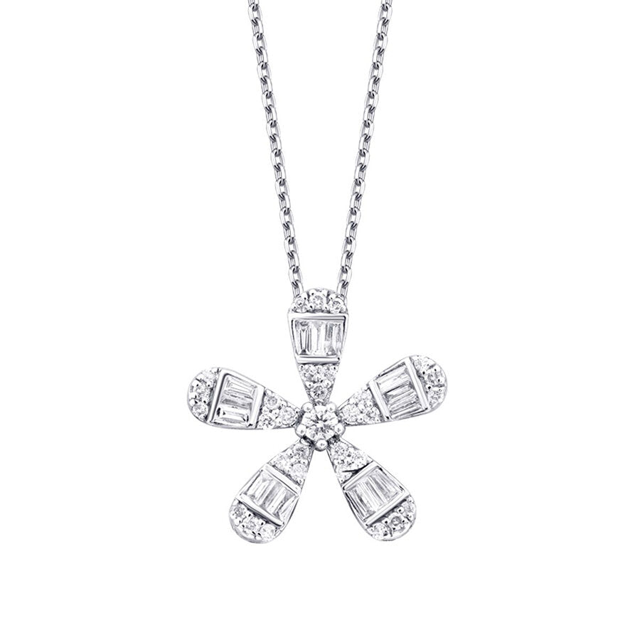 0,23 ct. Diamant Baguette Blumen Halskette