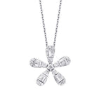 0,23 ct. Diamant Baguette Blumen Halskette