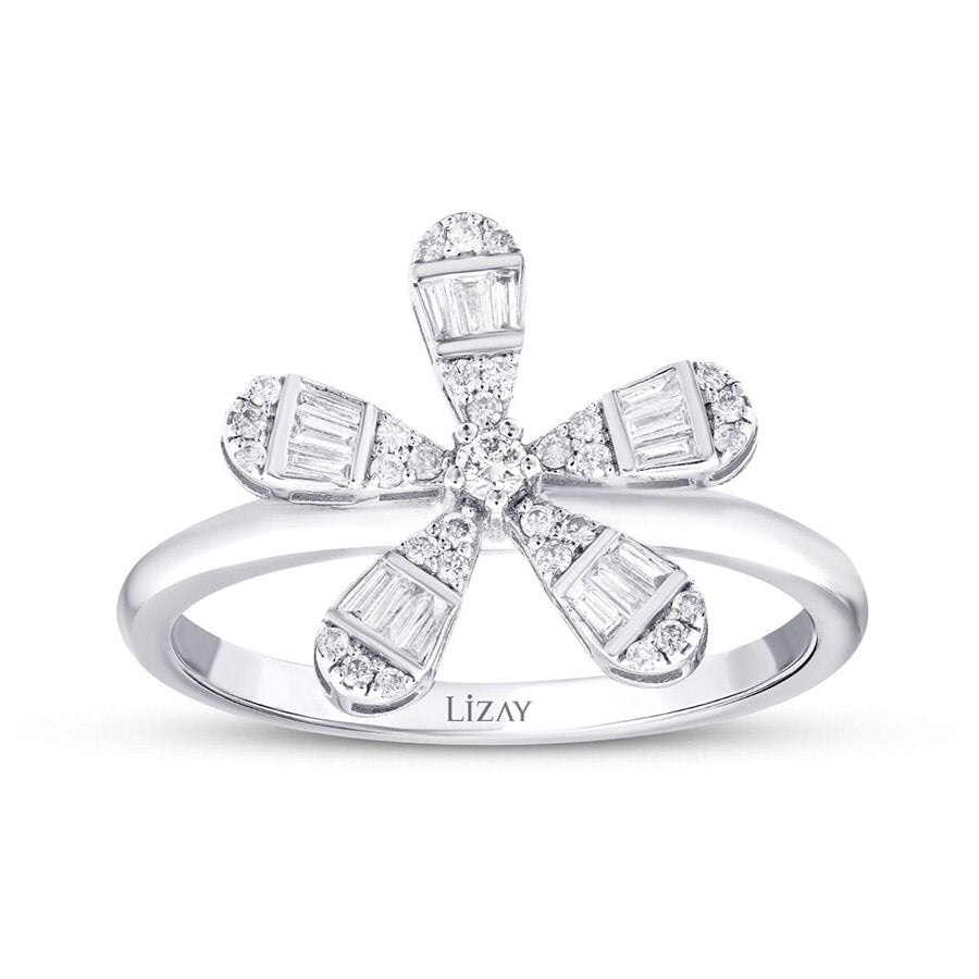 0,23 ct. Diamant Baguette Blumen Ring
