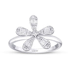 0,23 ct. Diamant Baguette Blumen Ring