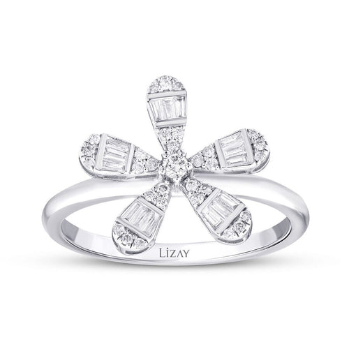 0,23 ct. Diamant Baguette Blumen Ring