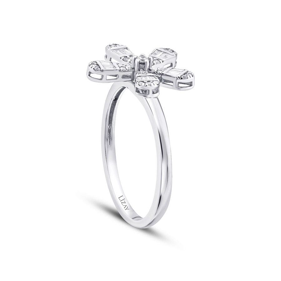 0,23 ct. Diamant Baguette Blumen Ring