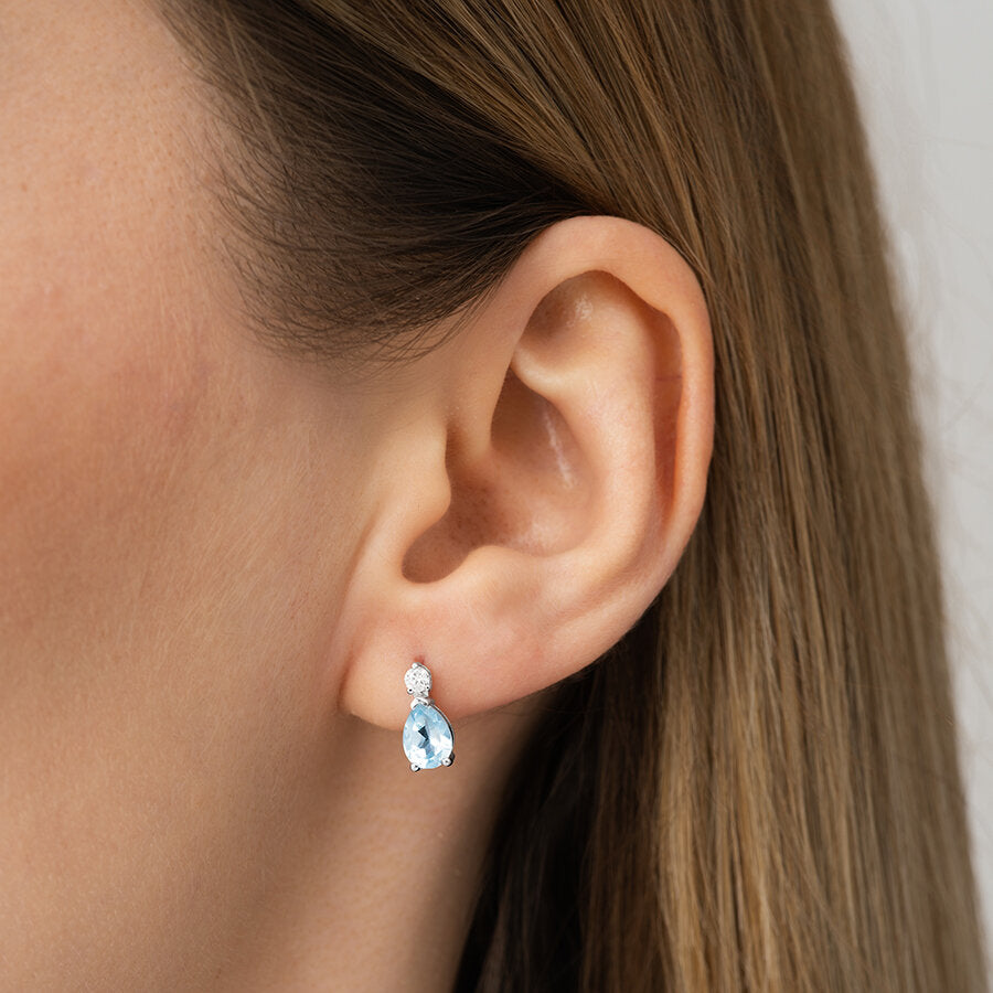 1,83 ct. Diamant Blauer Topas Ohrringe