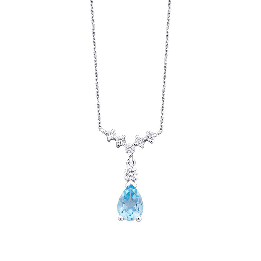 1.05 ct. Diamant Blauer Topas Halskette