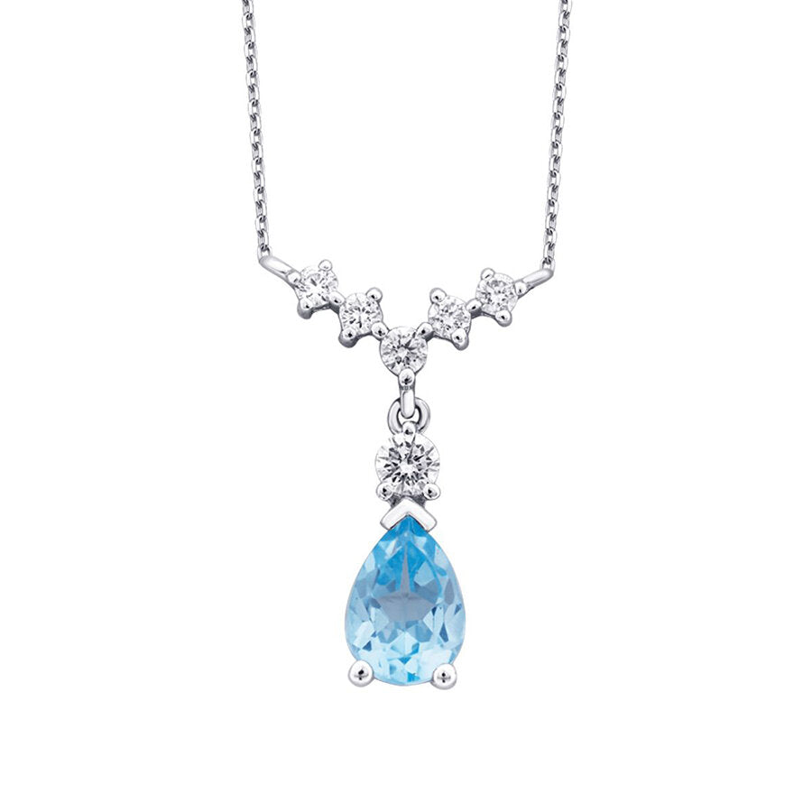 1.05 ct. Diamant Blauer Topas Halskette