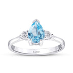 0,92 ct. Diamant Blauer Topas Ring