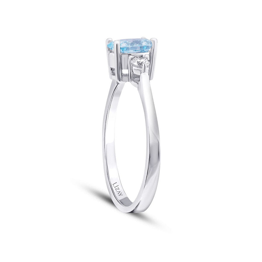 0,92 ct. Diamant Blauer Topas Ring