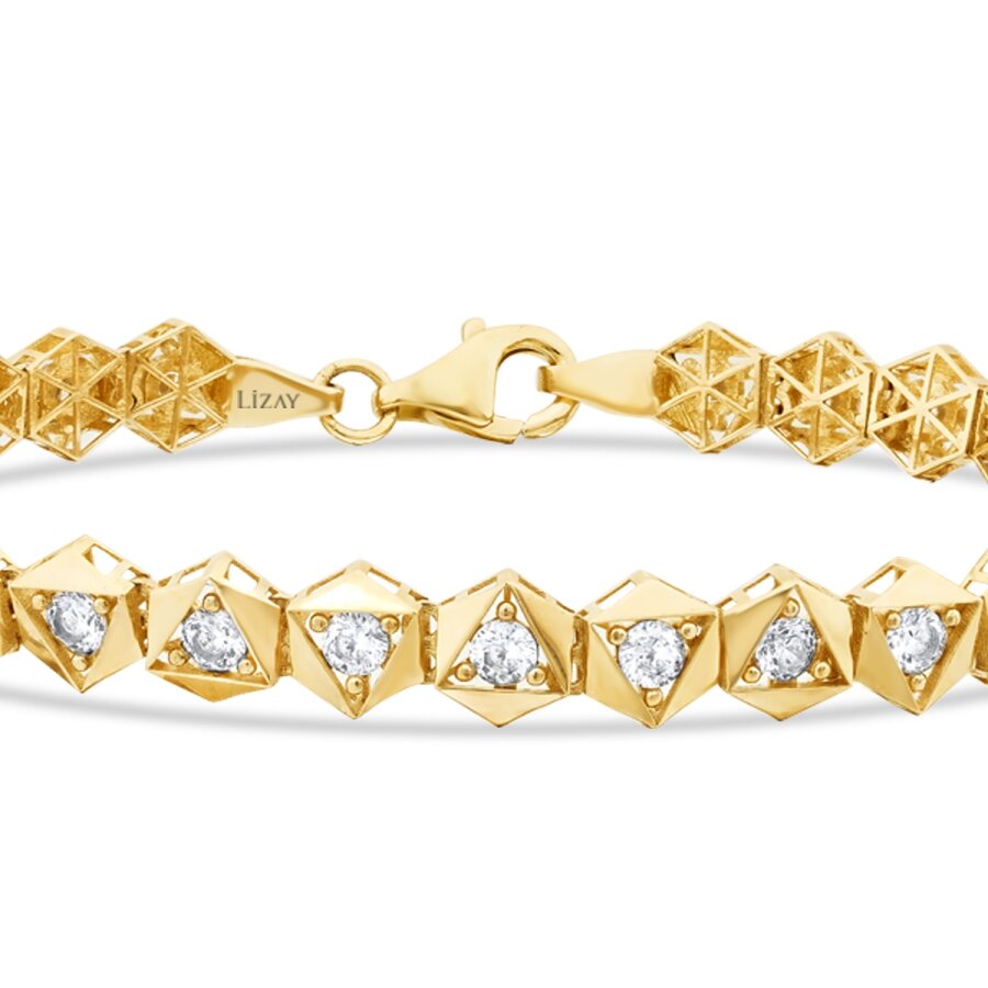 Pyramide-Armband mit Stein aus Gold