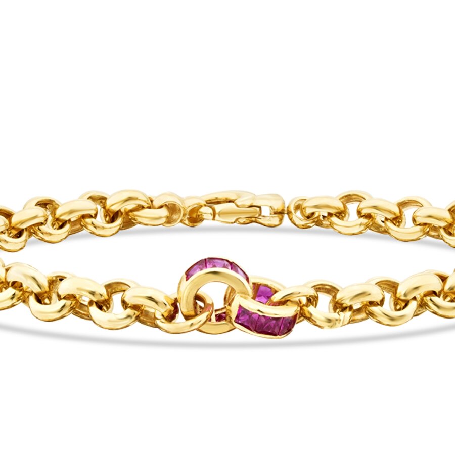 Fuchsia-Grobe-Gliederarmband aus Gold