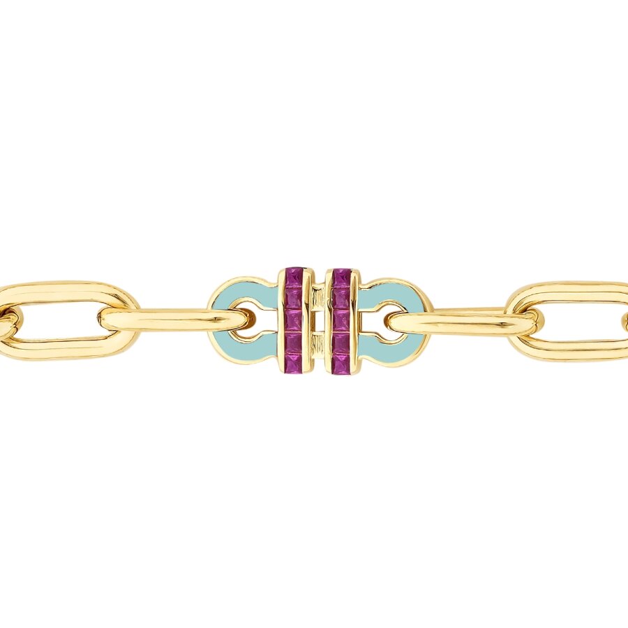 Trend-Gliederarmband mit Fuchsia-Stein aus Gold