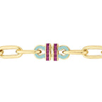 Trend-Gliederarmband mit Fuchsia-Stein aus Gold