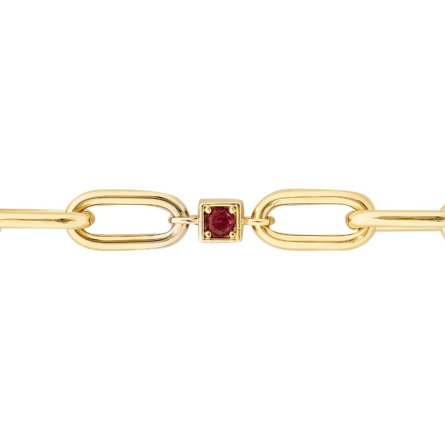 Gold Gliederarmband mit Fuchsia Stein