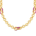 Fuchsia-Grobe-Gliederkette aus Gold
