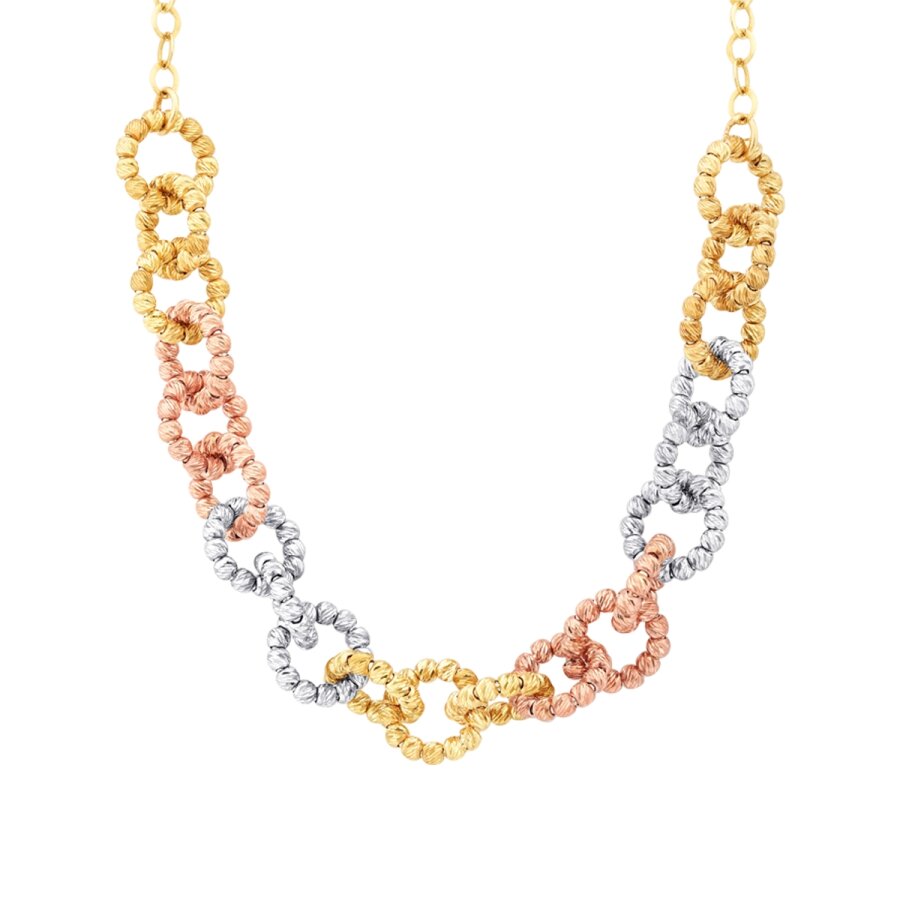 Dreifarbiges Perlenkette aus Gold