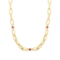 Detailreiches Gliederkette mit Fuchsia-Stein aus Gold