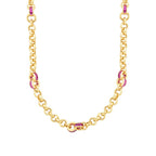 Fuchsia-Grobe-Gliederkette aus Gold