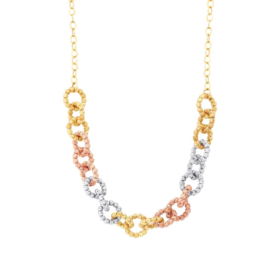 Dreifarbiges Perlenkette aus Gold