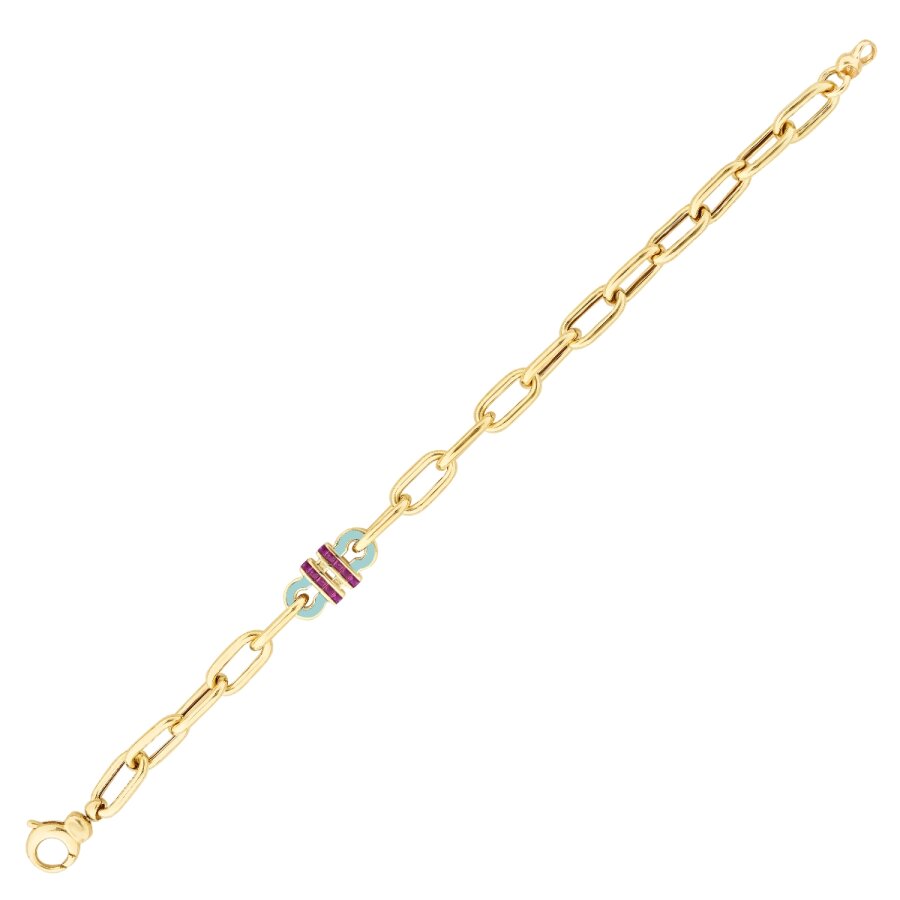 Trend-Gliederarmband mit Fuchsia-Stein aus Gold