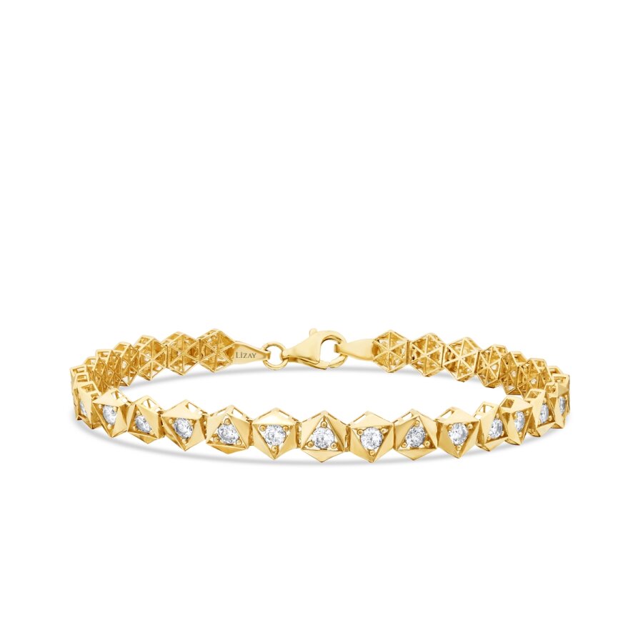 Pyramide-Armband mit Stein aus Gold