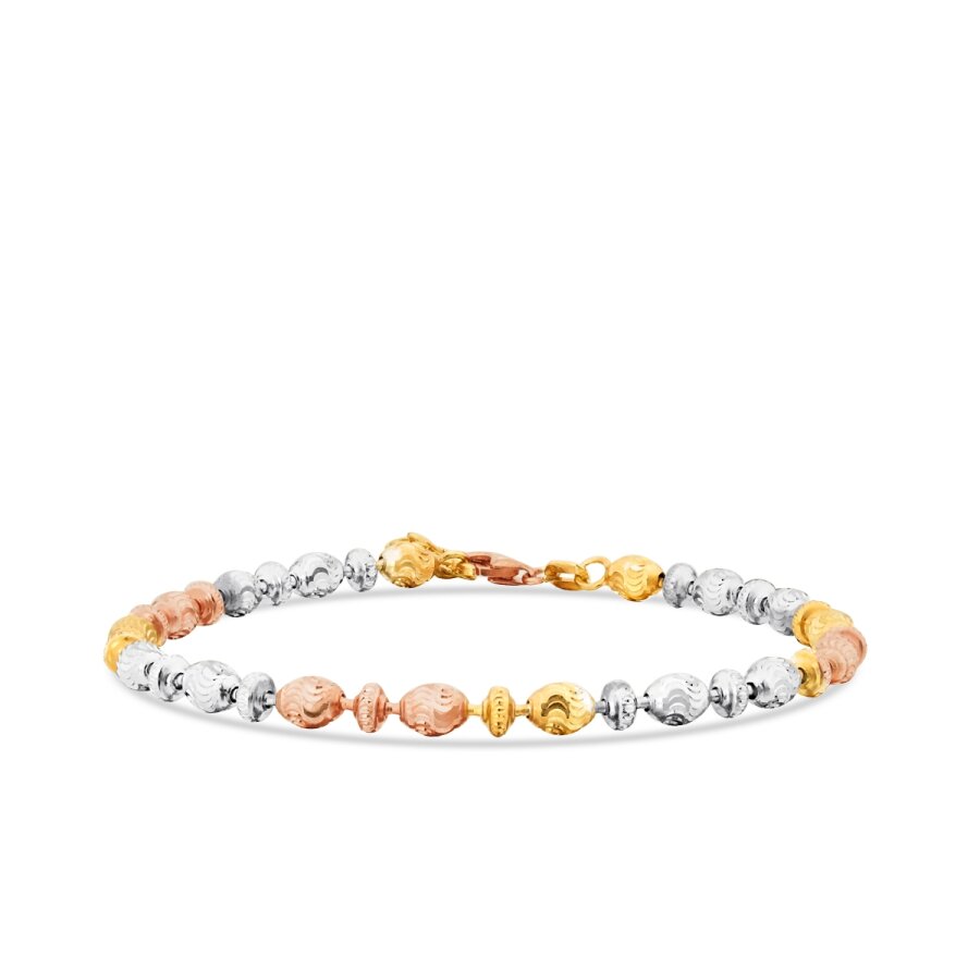 Dreifarbiges Perlenarmband aus Gold