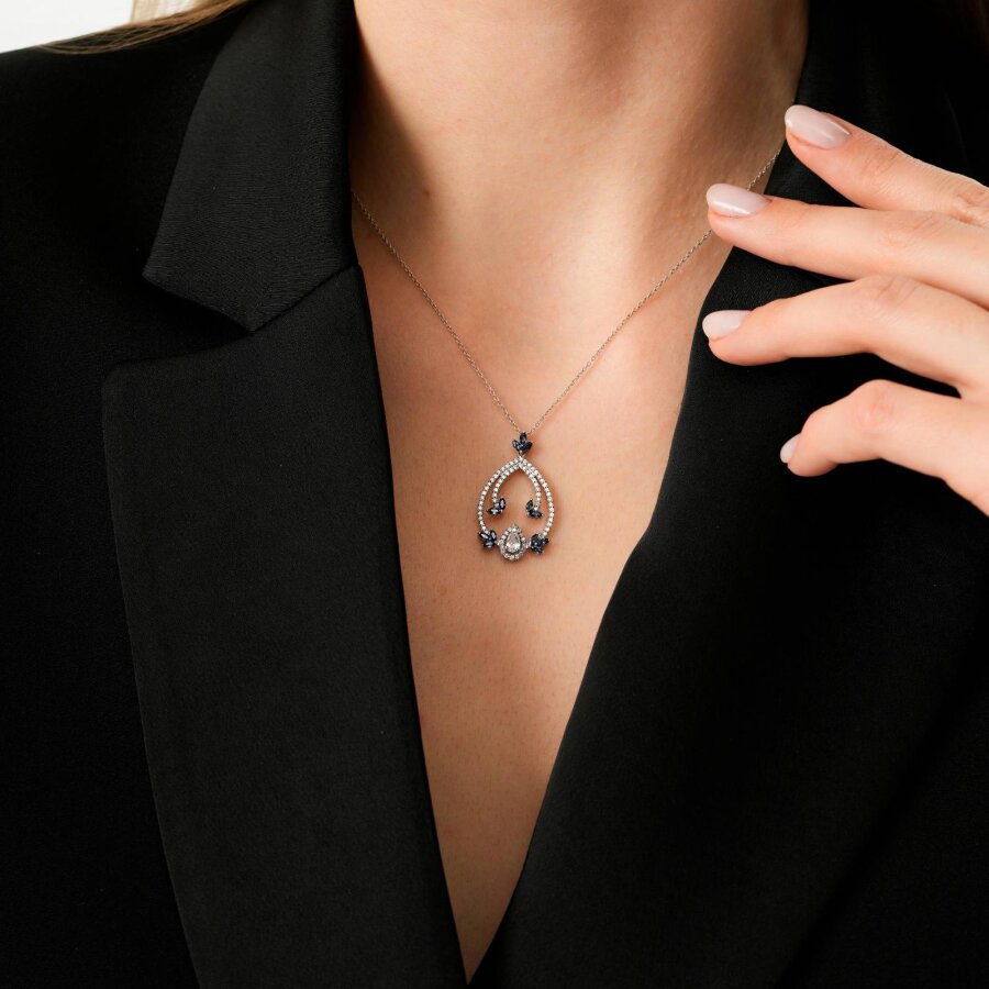 1,04 ct. Diamant Saphir Halskette