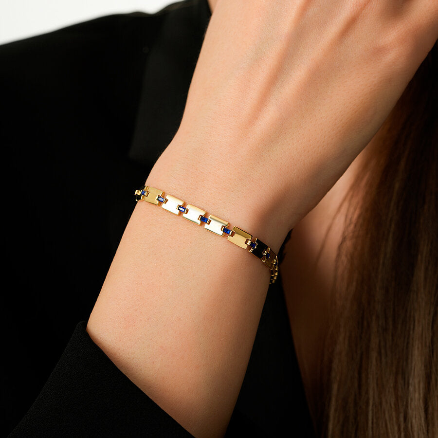 Emaille-Rechteckig-Armband aus Gold