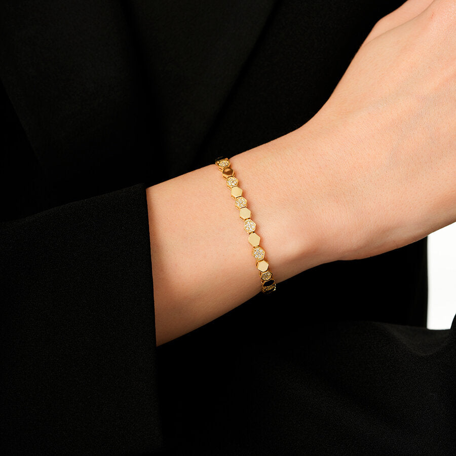 Honigwabe-Armband mit Stein aus Gold