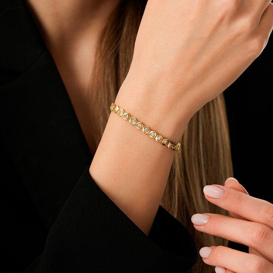 Pyramide-Armband mit Stein aus Gold