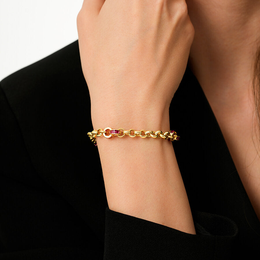 Fuchsia-Grobe-Gliederarmband aus Gold
