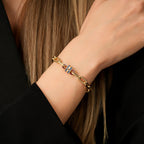 Marine-Trend-Gliederarmband mit Stein aus Gold