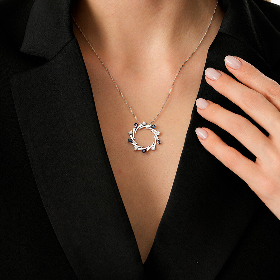 1,45 ct. Diamant Saphir Halskette